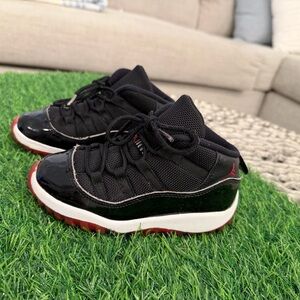 Jordan Kids Black and Red High-Top Sneakers